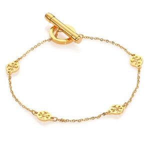 Tory Burch Gold Logo Station Toggle Bracelet